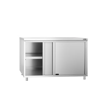 Szafka robocza ze stali szlachetnej PREMIUM – 1200 x 600 mm – z drzwiami przesuwnymi - Prime Gastro