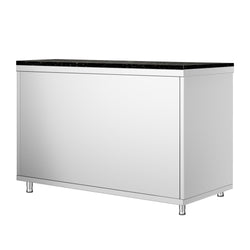 Szafka robocza ze stali nierdzewnej PREMIUM – 1200 x 600 mm – z drzwiami przesuwnymi – wraz z blatem granitowym
