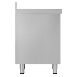 Szafka robocza ze stali nierdzewnej ECO – 2000 x 600 mm – z obrzeżem – z 4 szufladami i drzwiami przesuwnymi