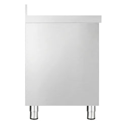 Szafka robocza ze stali nierdzewnej PREMIUM – 2000 x 600 mm – z obrzeżem – z 4 szufladami i drzwiami przesuwnymi