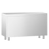 Szafka robocza PREMIUM – stal nierdzewna – 1200 x 700 mm – z drzwiami szklanymi przesuwnymi