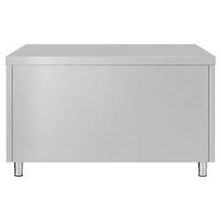 Szafka robocza ze stali nierdzewnej ECO – 1200 x 600 mm – z 2 szufladami i drzwiami przesuwnymi