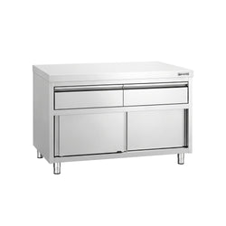 Edelstahl Arbeitsschrank PREMIUM - 1200x700mm - mit 2 Schubladen