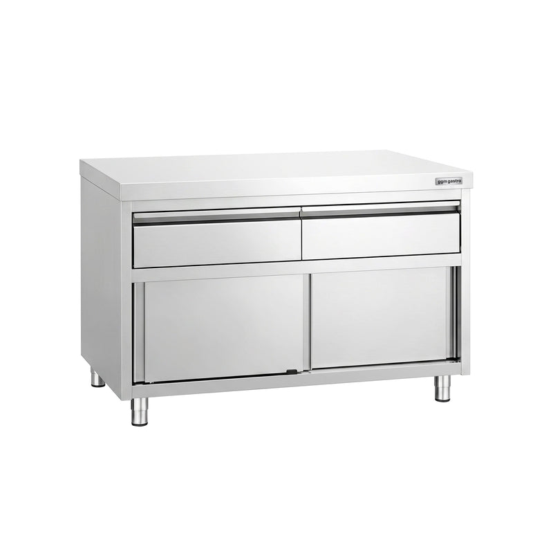 Edelstahl Arbeitsschrank PREMIUM - 1200x700mm - mit 2 Schubladen