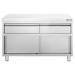 Edelstahl Arbeitsschrank PREMIUM - 1200x700mm - mit 2 Schubladen