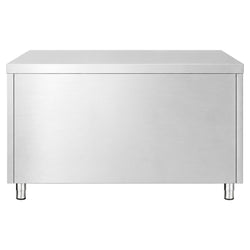 Szafka robocza ze stali nierdzewnej PREMIUM – 1200 x 600 mm – z 2 szufladami i drzwiami przesuwnymi