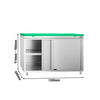 Stainless Steel Floor Cupboard PREMIUM - 1200x600mm - with Sliding Doors - incl. Chopping Board Green