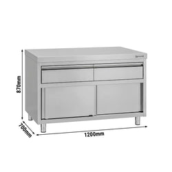 Edelstahl Arbeitsschrank ECO - 1200x700mm - mit 2 Schubladen