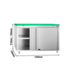Stainless Steel Floor Cupboard PREMIUM - 1200x700mm - with Sliding Doors - incl. Chopping Board Green