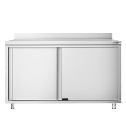 Stainless Steel Floor Cupboard PREMIUM - 1400x700mm - with Sliding Doors & Upstand