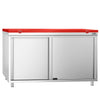 Stainless Steel Floor Cupboard PREMIUM - 1400x600mm - with Sliding Doors - incl. Chopping Board Red