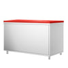 Stainless Steel Floor Cupboard PREMIUM - 1400x600mm - with Sliding Doors - incl. Chopping Board Red