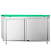 Stainless Steel Floor Cupboard PREMIUM - 1400x700mm - with Sliding Doors - incl. Chopping Board Green