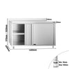 Stainless Steel Floor Cupboard PREMIUM - 1400x600mm - with Sliding Doors & Upstand