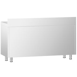 Szafka robocza ze stali nierdzewnej PREMIUM – 1600 x 600 mm – z przesuwanymi drzwiami szklanymi i nadstawką