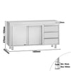 Stainless Steel Floor Cupboard ECO - 1400x600mm - with Sliding Doors - with 3 Drawers right