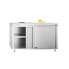 Stainless Steel Floor Cupboard PREMIUM - 1400x700mm - with Sliding Doors - incl. Chopping Board White