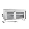Szafka robocza PREMIUM – stal nierdzewna – 1400 x 700 mm – z drzwiami szklanymi przesuwnymi