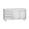 Stainless Steel Floor Cupboard ECO - 1400x700mm - with Sliding Doors | 3 Drawers left