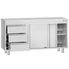 Stainless Steel Floor Cupboard ECO - 1400x700mm - with Sliding Doors | 3 Drawers left