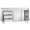 Stainless Steel Floor Cupboard PREMIUM - 1400x700mm - with Sliding Doors - with 3 Drawers right