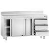 Stainless Steel Floor Cupboard PREMIUM - 1400x700mm - with 3 Drawers right & Upstand