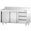 Stainless Steel Floor Cupboard PREMIUM - 1400x700mm - with 3 Drawers right & Upstand