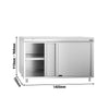 Stainless Steel Floor Cupboard PREMIUM - 1400x700mm - with Sliding Doors - incl. Chopping Board White
