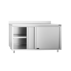 Szafka robocza ze stali nierdzewnej PREMIUM - 1600x700mm - z drzwiami suwanymi, z rantem
