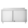 Szafka robocza ze stali nierdzewnej PREMIUM - 1600x700mm - z drzwiami suwanymi, z rantem