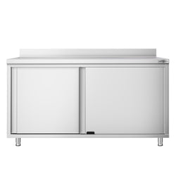 Szafka robocza ze stali nierdzewnej PREMIUM - 1600x700mm - z drzwiami suwanymi, z rantem