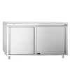 Stainless Steel Floor Cupboard PREMIUM - 1600x700mm - with Sliding Doors - incl. Chopping Board White