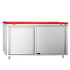 Stainless Steel Floor Cupboard PREMIUM - 1600x700mm - with Sliding Doors - incl. Chopping Board Red