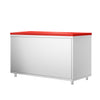 Stainless Steel Floor Cupboard PREMIUM - 1600x700mm - with Sliding Doors - incl. Chopping Board Red