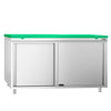 Stainless Steel Floor Cupboard PREMIUM - 1600x700mm - with Sliding Doors - incl. Chopping Board Green