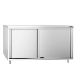 Stainless Steel Floor Cupboard PREMIUM - 1600x700mm - with Sliding Doors & Upstand
