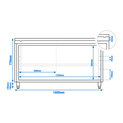 Szafka robocza ze stali nierdzewnej PREMIUM - 1600 x 600 mm - z drzwiami przesuwnymi - wraz z deską do krojenia w kolorze czerwonym