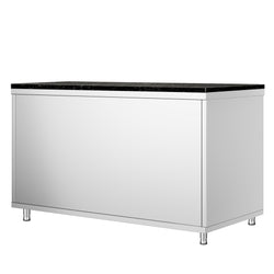 Szafka robocza ze stali nierdzewnej PREMIUM – 1600 x 700 mm – z drzwiami przesuwnymi – wraz z blatem granitowym