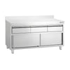 Edelstahl Arbeitsschrank PREMIUM - 1600x700mm - mit 3 Schubladen & Aufkantung