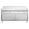 Edelstahl Arbeitsschrank PREMIUM - 1600x700mm - mit 3 Schubladen & Aufkantung