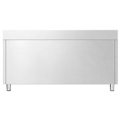 Szafka robocza ze stali nierdzewnej PREMIUM – 1600 x 600 mm – z obrzeżem – z 3 szufladami i drzwiami przesuwnymi