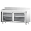Szafka robocza ze stali nierdzewnej PREMIUM - 1600x700mm - z szklanymi drzwiami suwanymi, z rantem