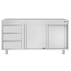 Szafka robocza ECO – stal nierdzewna – 1600 x 600 mm – z 3 szufladami po lewej stronie