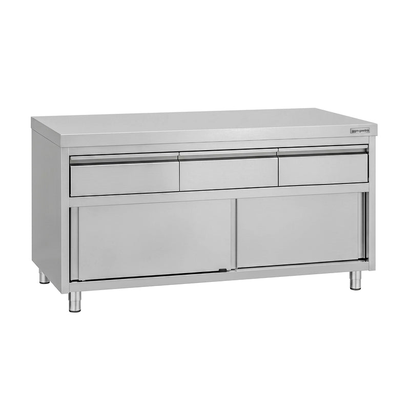 Edelstahl Arbeitsschrank ECO - 1600x700mm - mit 3 Schubladen