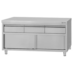 Edelstahl Arbeitsschrank ECO - 1600x700mm - mit 3 Schubladen