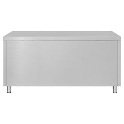 Szafka robocza ze stali nierdzewnej ECO – 1600 x 600 mm – z 3 szufladami i drzwiami przesuwnymi