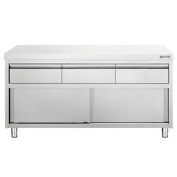 Edelstahl Arbeitsschrank PREMIUM - 1600x700mm - mit 3 Schubladen