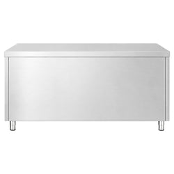 Szafka robocza ze stali nierdzewnej PREMIUM – 1600 x 600 mm – z 3 szufladami i drzwiami przesuwnymi