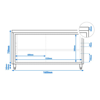 Szafka robocza ze stali nierdzewnej ECO - 1600x600 mm - z drzwiami przesuwnymi - Prime Gastro