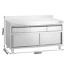 Edelstahl Arbeitsschrank PREMIUM - 1600x700mm - mit 3 Schubladen & Aufkantung